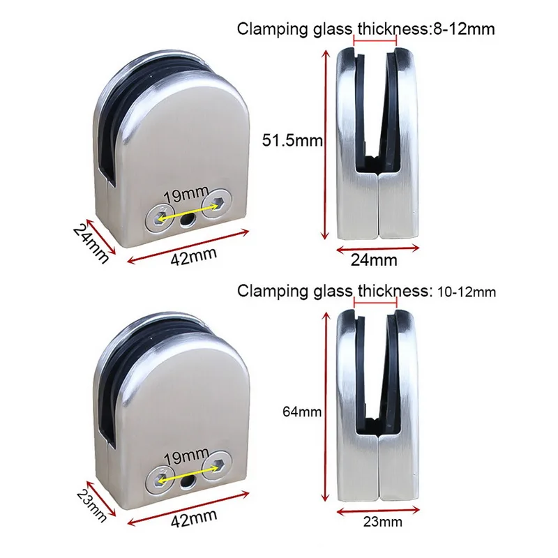 1 шт. 304 нержавеющая сталь регулируемые стеклянные зажимы дверной зажим Пробивной кронштейн плоский задний 8-12 мм зажим держатель для стекла
