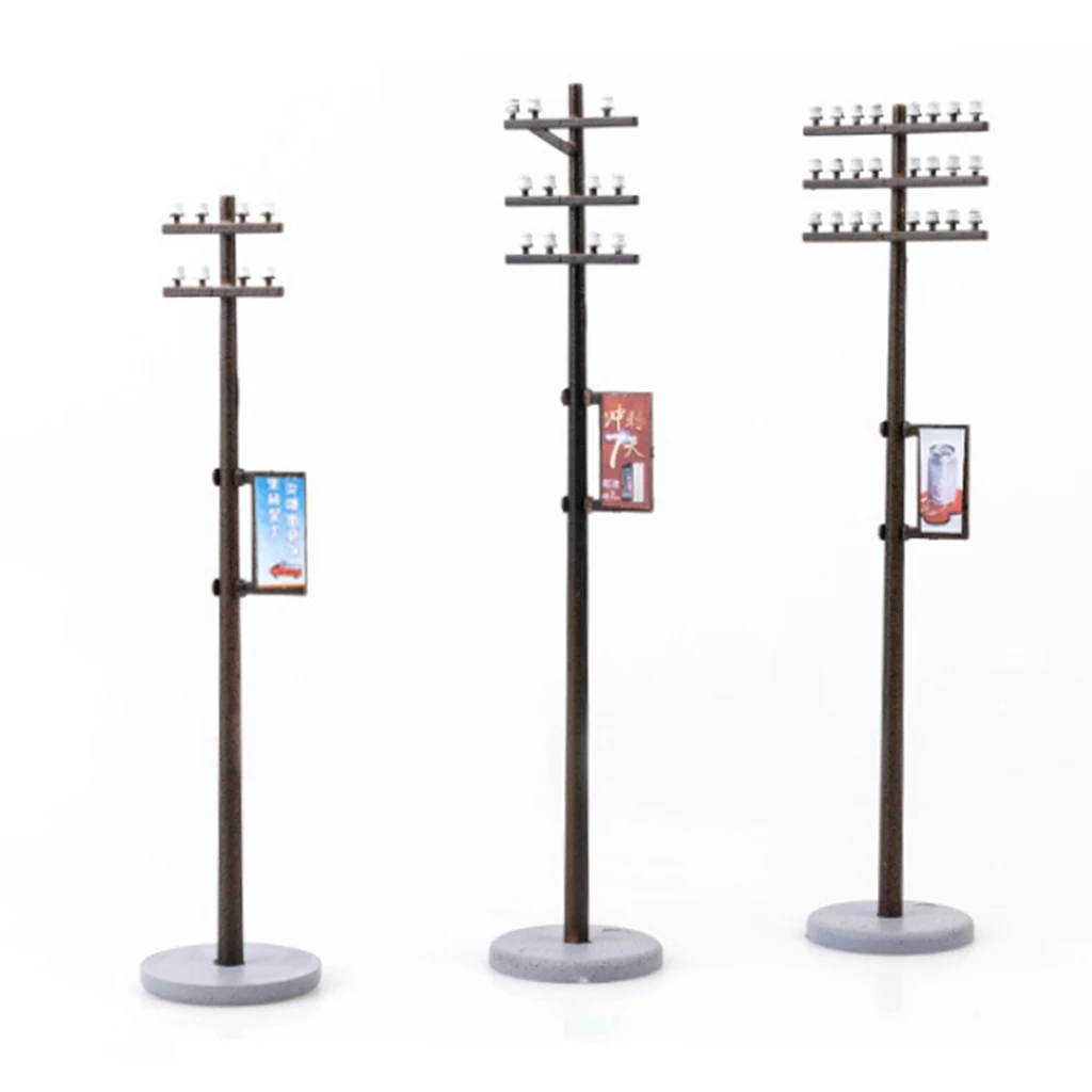10x Plastic Electric Line Pole for Train Railroad Park Landscape 1:100 HO TT