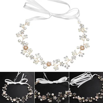 

Bride Headband Rhinestone Crystal Imitation Pearl Headwear Hair Accessories for Wedding Bridesmaid H9
