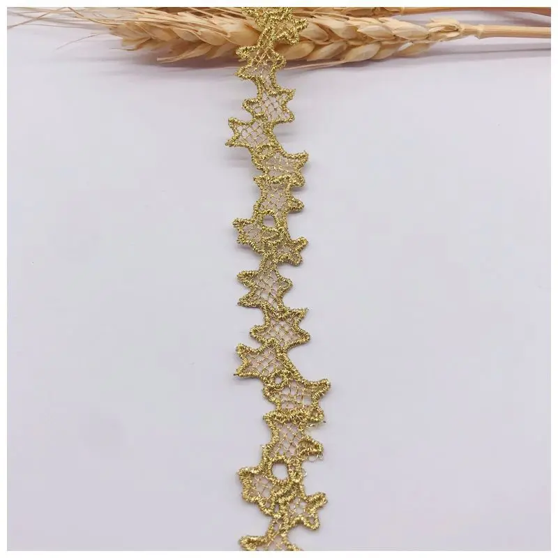 

3Yards 1.5cm Width Gold Hollow Star Lace Trim Ribbon Webbing Decor DIY Sewing Underwear Cloth Garment Accessories