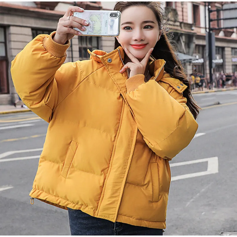 Women Parkas Autumn Hooded Down Jackets Casual Cotton Padded Short Parkas Female Winter Fashion Warm Casual Parka Overcoat