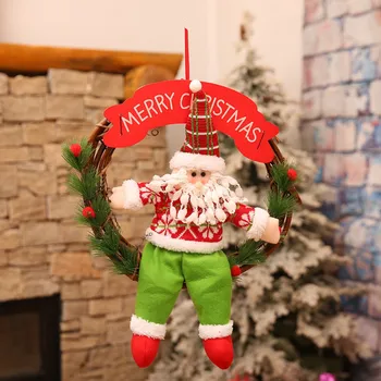 

Doll Artificial Plants Wreath Rattan Wreaths for Christmas Door Decorations Pendant for Xmas Tree Window Wall Festival Decor