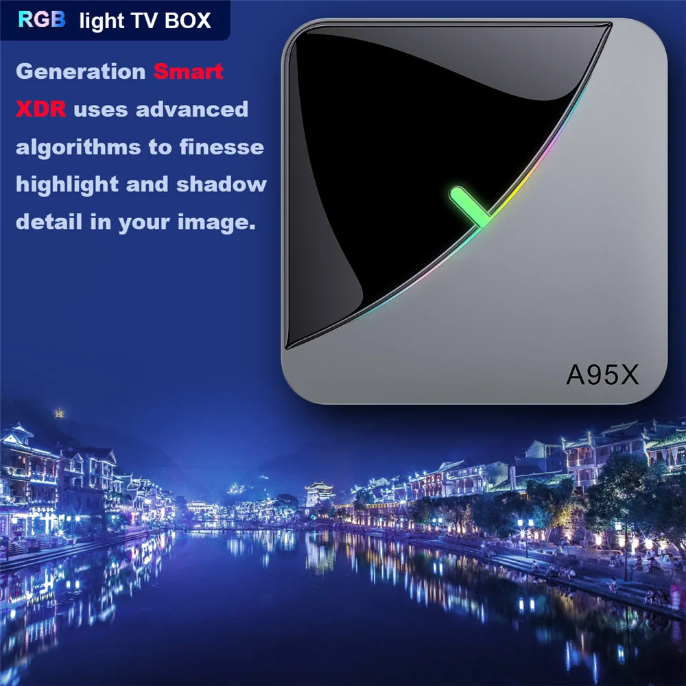 A95X F3 Air RGB светильник Smart tv Box Android 9,0 Amlogic S905X3 4 Гб 64 Гб Wifi 4K 60 кадров в секунду медиаплеер 2 Гб 16 Гб телеприставка