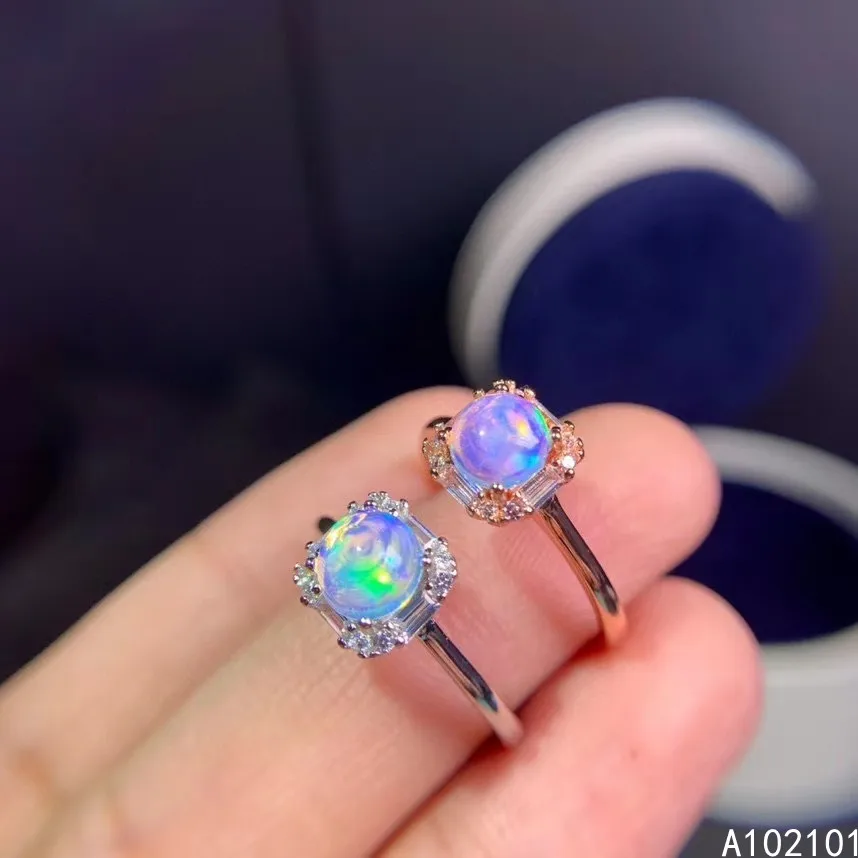 

KJJEAXCMY fine jewelry S925 sterling silver inlaid natural opal new girl noble ring support test Chinese style hot selling