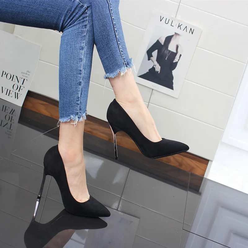 

Dress Shoes Woman Office Ladies Shallow Mouth Casual Heels All-Match Sexy Pump Pointed Pumps Slip Om Clogs For Women Lace-up