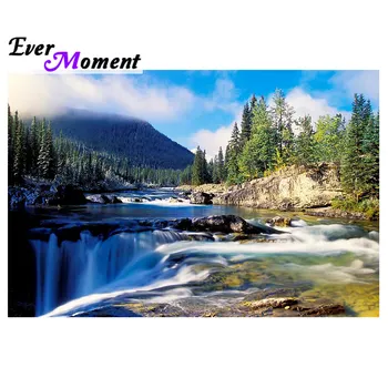 

Ever Moment Diamond Painting Natural Scenery River Waterfall Cross Stitch Handmade Gift Home Decorative Mosaic Picture 5L034