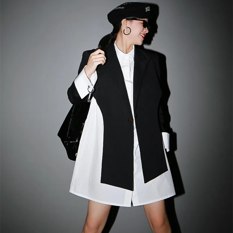 Fire Blazer Women 2020 Plus Size Cool Outwear Slim Fit Autumn Backless Cross Tunic Design Buttons Long Sleeve Hollow Out Cut Top