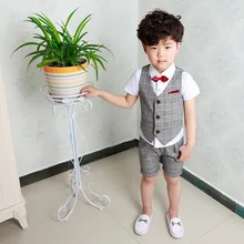 Летняя детская одежда; костюм для мальчиков; костюм с жилетом; детское платье; комплект из двух предметов для выступлений; детский день