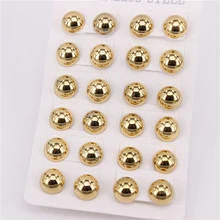  10mm diameter semicircle Ear studs 12 pairs /Sets Popular office casual wear Women's stainless steel jewelry 73g LH986 