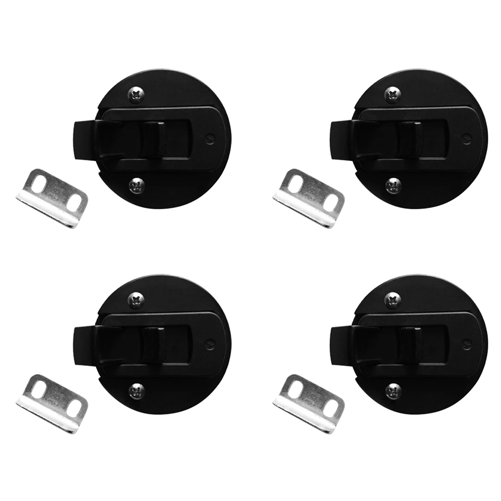 4pcs Boat Hatch Lock with Keys, Marine 2 inch 50mm Flush Pull Slam Latches, Round Deck Hatch for RV Yacht, Black