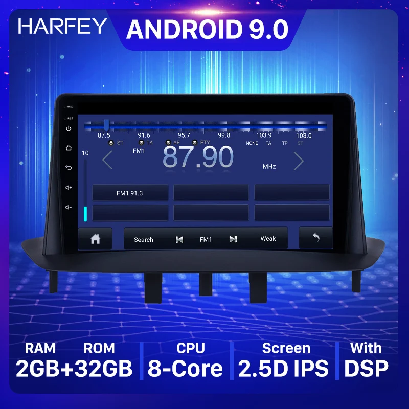 Навигационная Автомобильная магнитола Harfey с сенсорным экраном 9 дюймов Android 0 HD