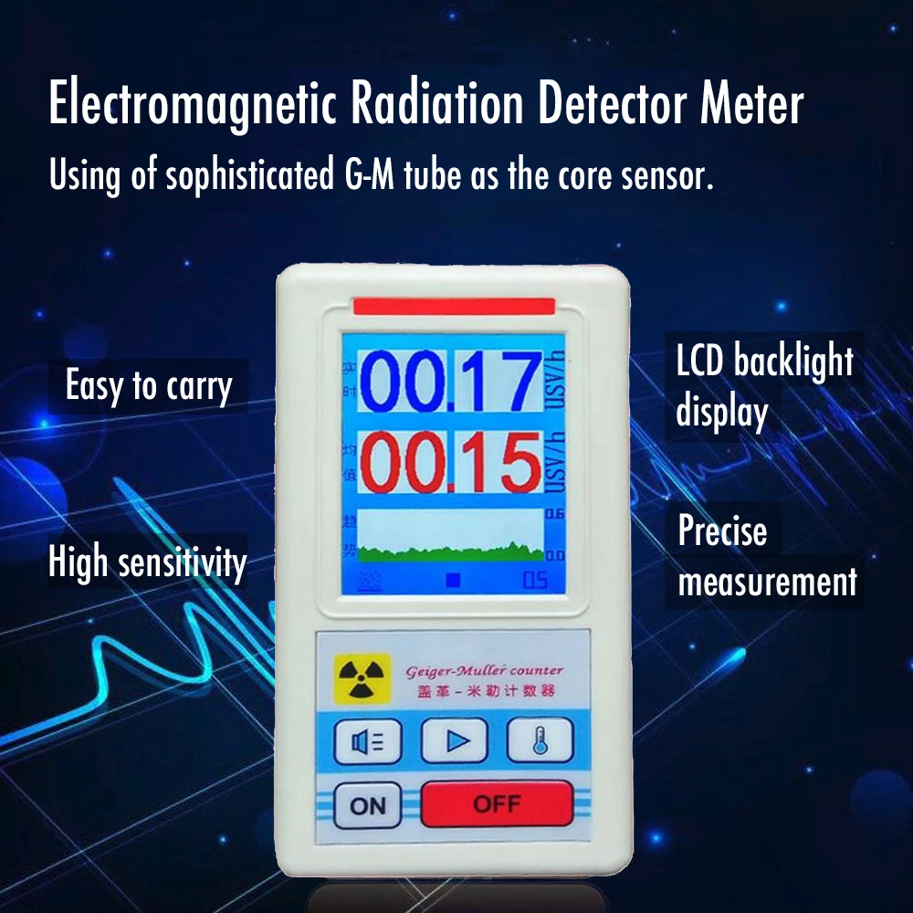 Счетчик Гейгера ядерный детектор излучений, дозиметр рентгеновский бета гамма детектор ЖК-дисплей радиоактивный тестер трубка мрамор инструмент