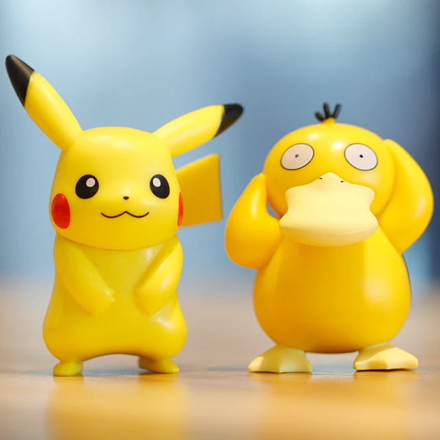 Pokemon Anime Doll Ornaments Action Figure Kawaii Pikachu Psyduck Squirtle Bulbasaur PVC Model Toys Cartoon Children's Gifts 3