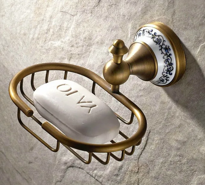 Antique Brass Towel Ring Toilet Paper Holder ​Porcelain Base Coat Hook Wall Mounted Robe Hook Bathroom Accessories LJ004