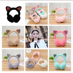 Adorável mulher menina de pele de inverno orelha mais quente earmuffs gato orelha muffs earmuffs earmuffs glitter lantejoulas headband macio fofo earcap