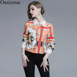 2019 весенне-осенняя рубашка с длинным рукавом, женские блузки, Повседневная винтажная блуза, женские дизайнерские Подиумные топы, Blusas Mujer De