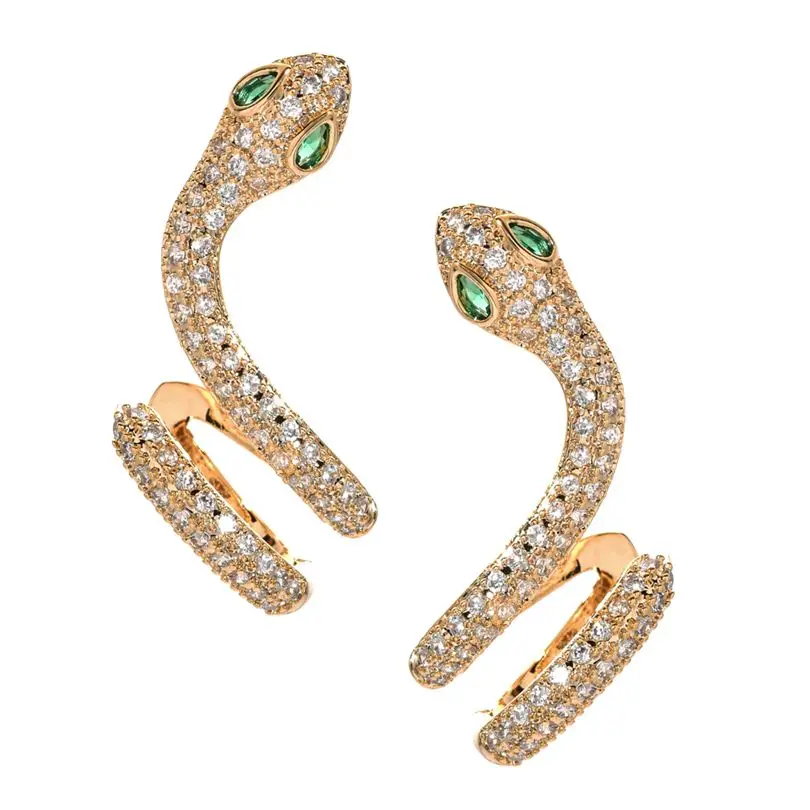 Высококачественные модные микро-циркониевые серьги-гвоздики в виде змеи, подходящие для женщин/девушек, свадебные украшения, клипсы для ушей, ER-353 - Окраска металла: Золотой цвет
