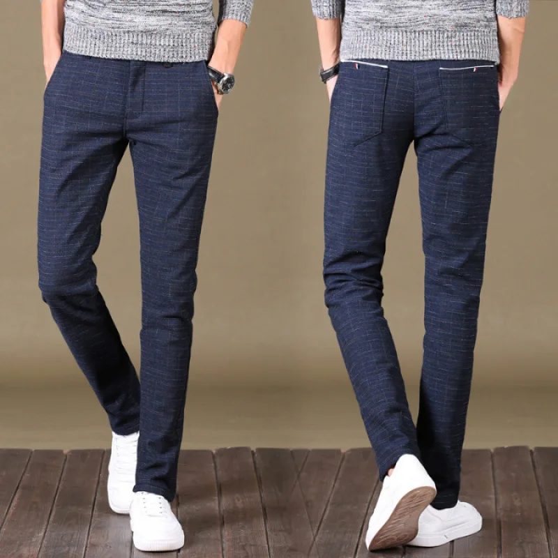 

New Style Casual Pants Men's Business Slim Fit Straight-Cut Korean-style Trend Autumn & Winter Loose Elasticity MEN'S Trousers Y