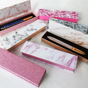 

Handmade Single Eye Liner Packaging Box Multifunctional Eyelashes Pencil Packing Marble Style Makeup Cosmetic Extension Tool