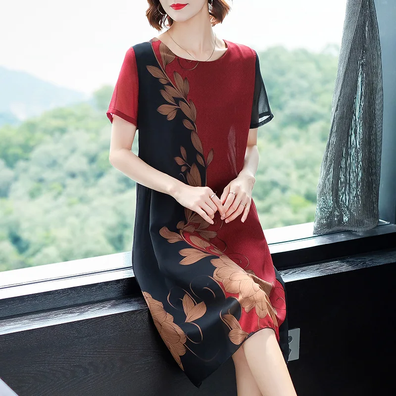 

Suitable Hip Big Belly Big Skirt Chiffon Ethnic-Style Kuotaitai Dress Nobility Fat Woman Belly Covering Slimming