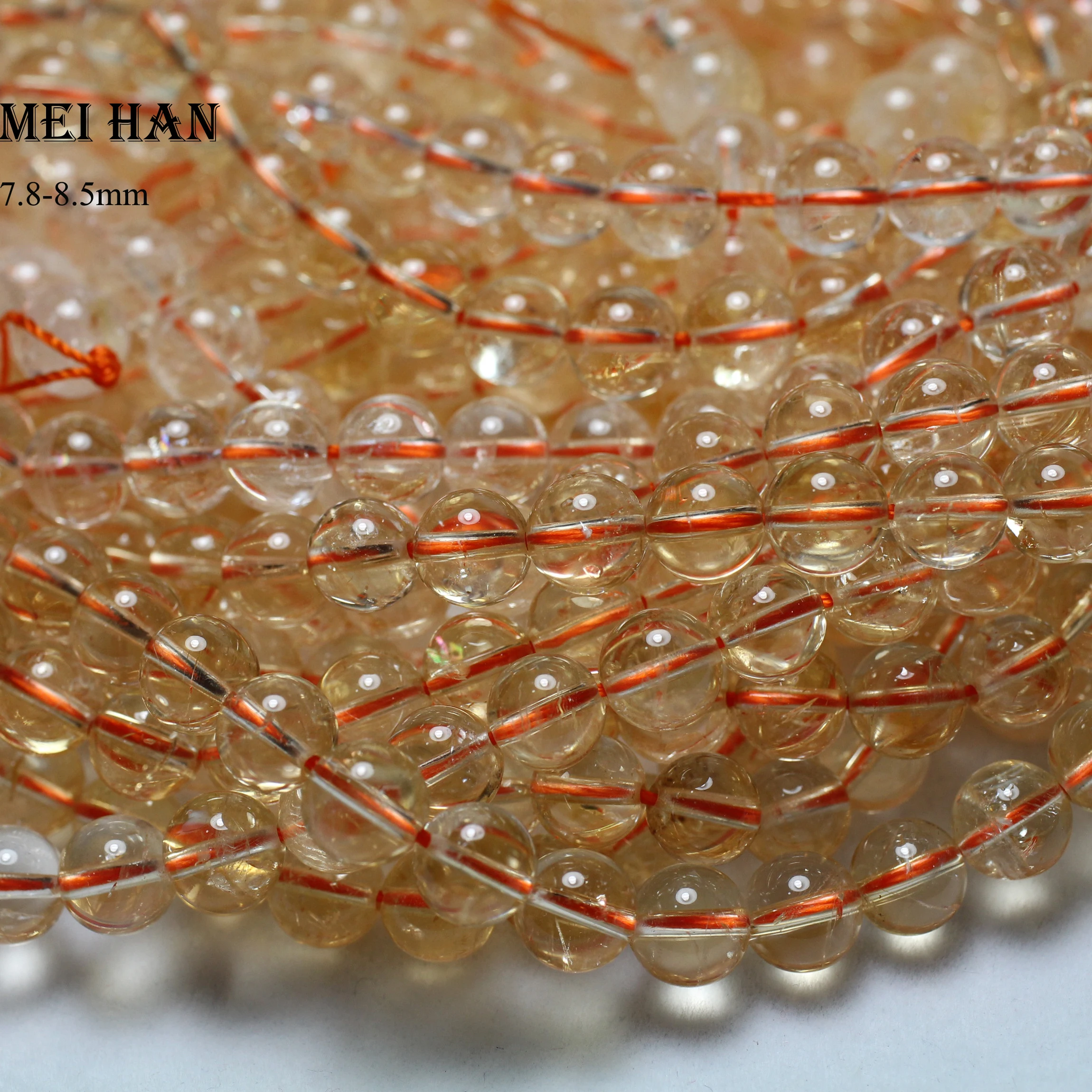 Meihan натуральный цитрин 6,5-7 мм, 7,8-8,5 мм Гладкие Круглые бусины для изготовления ювелирных изделий diy браслет