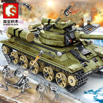 

Sembo Blocks Military blocks tank Soviet T-34 tank 101038 DIY Vehicle Model MOC Technic Building Blocks kid Educational boy toys