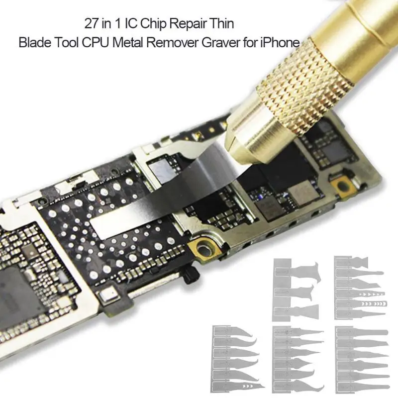 27 в 1 IC чип ремонт тонкий лезвие инструмент cpu Металл для удаления Бурина для мобильного телефона компьютер процессор Ремонт Инструменты
