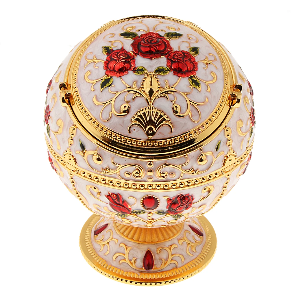 

Zinc Alloy Jewelry Box With Lid Windproof Ashtray Vintage Flower Embossed Jewelry Box Trinket Case Jewelry Storage Home Decor