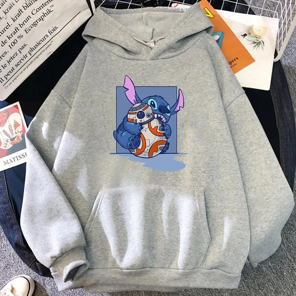 Stitch BB-8 Robot Star Wars Hoodies Mens Cartoon Disney Cute Sweatshirts  Fleece Warm Autumn Hooded Men Harajuku Anime Streetwear