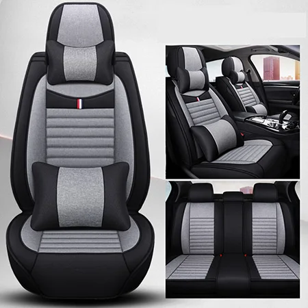 Лен Чехол автокресла для Land Rover Range Rover Discovery 3/4/5/Evoque Freelander делаем индивидуальные чехлы на сиденья - Название цвета: Grey Deluxe