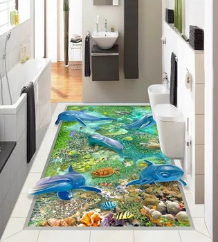 

[Self-Adhesive] 3D Dolphin 45525745 Floor Wallpaper Mural Wall Print Decal Wall Murals