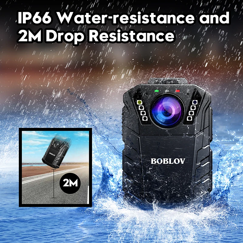 BOBLOV KJ09 Mini Body Camera 64GB FHD 1296P Bodycam Police Small Portable Night Vision IP66 Waterproof Two Batteries Mini Camera