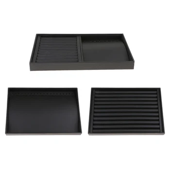 

Ring Earrings Trays Display Jewelry Organizer Black PU Leather Counter Showcase