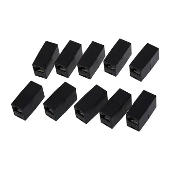 

Plastic RJ45 8P8C Female to Female LAN Couplers - Black (Pack of 10)