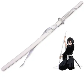 

[Funny] 100cm Cosplay Anime Bleach weapon Rukia Kuchiki Sode No Shirayuki White wooden Sword model Costume party Anime show gift