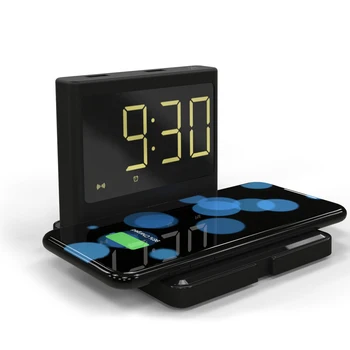 

15W Wireless Charger Wireless Charging Pad Alarm Clock for Iphone 11 Samsung S20 беспроводная зарядка station for Airpods 2 pro