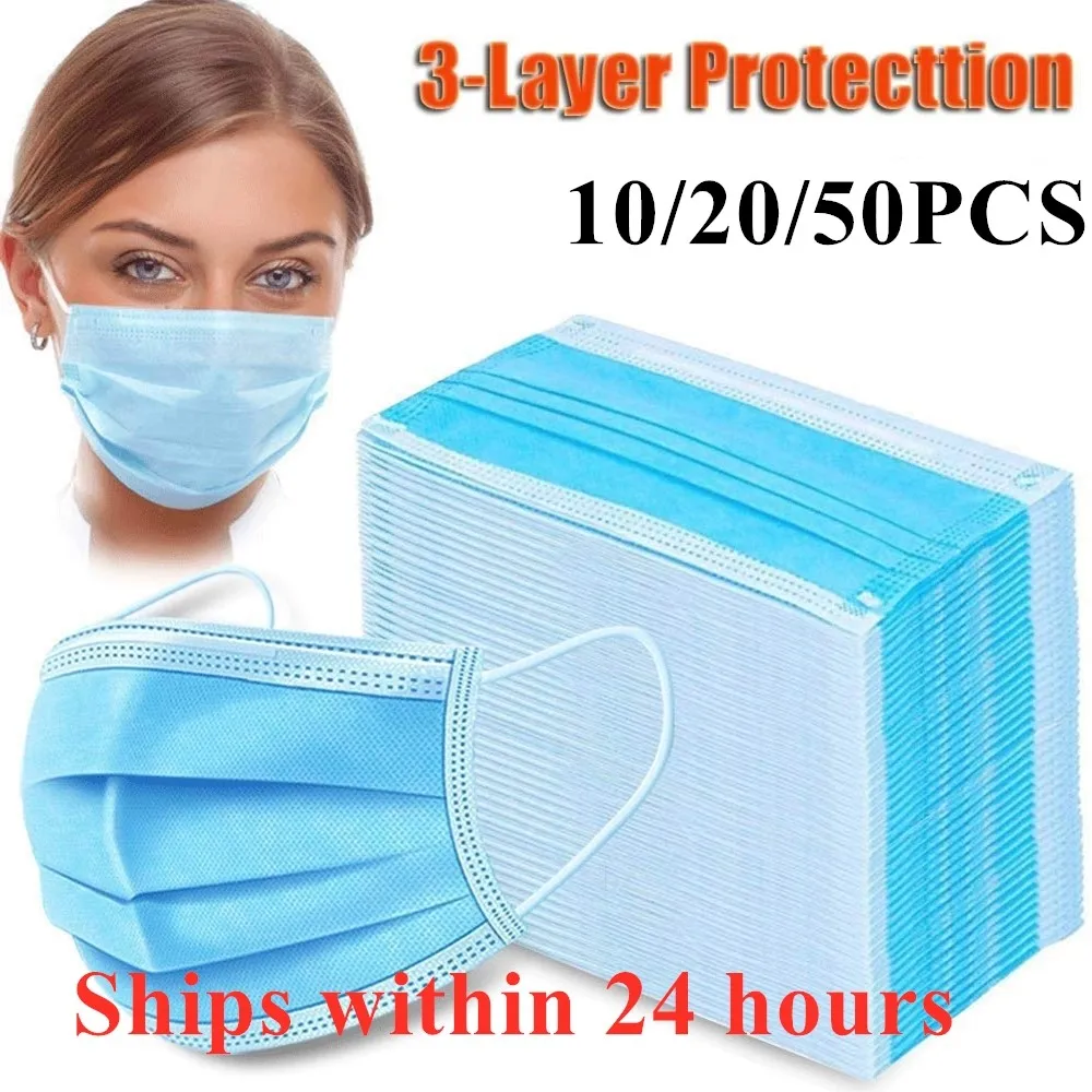 

disposable PM2.5 Anti Pollution Mask Dust Protection Masks Mouth Muffle Allergy Asthma Travel 3-layer pk N95 KN95 ffp3 In stock