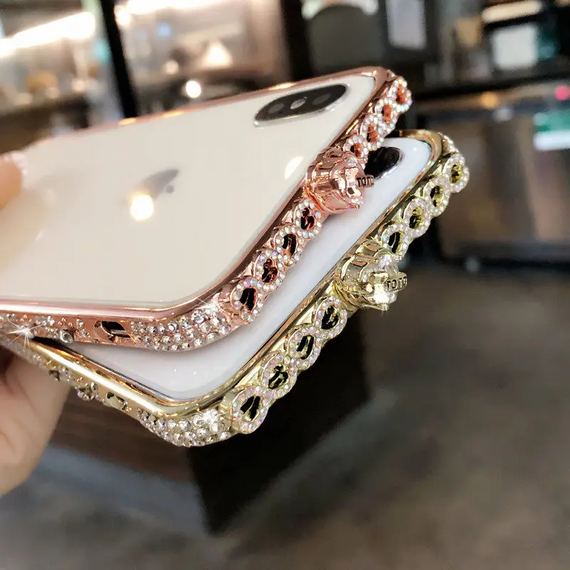 Роскошный Блестящий Алмазный бампер для iPhone 11 Pro Max X XR XS 8 7 6 6s Plus чехол с блестящими