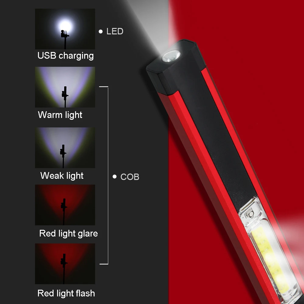

COB LED Magnet USB Charging Pen-shaped Work Light Color Box Packaging Light Multi-function Repair Work Maintenance Lighting Tool