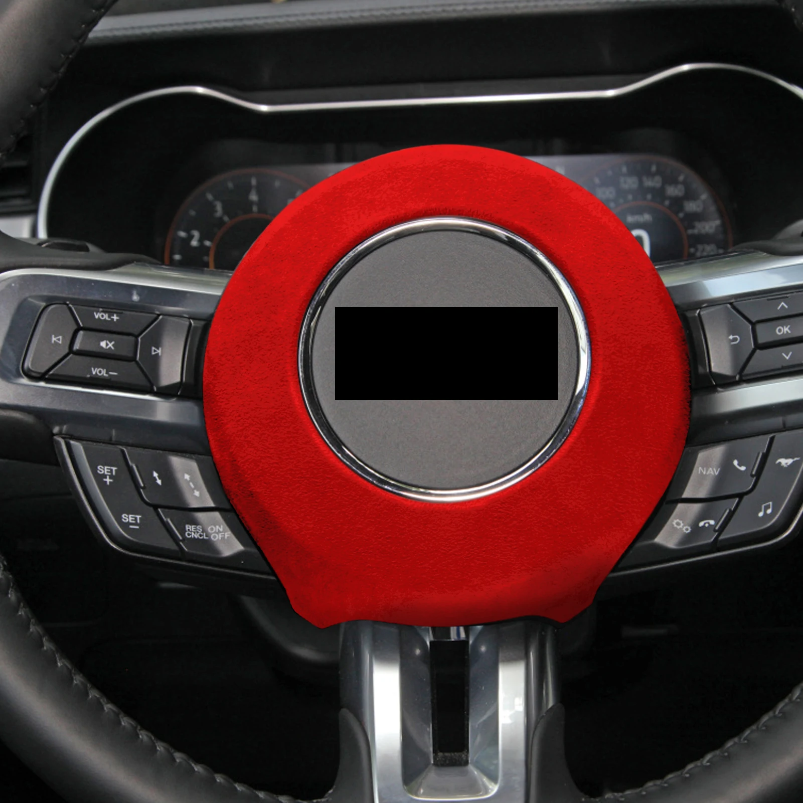 

Suede Car Steering Wheel Decoration Cover Trim Styling Sticker For Ford Mustang （2015-2021）