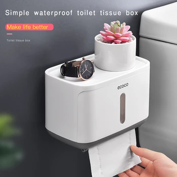 

Wall Mount Toilet Paper Holder Waterproof Tray Roll Toilet Paper holder Multi-function bathroom organizer