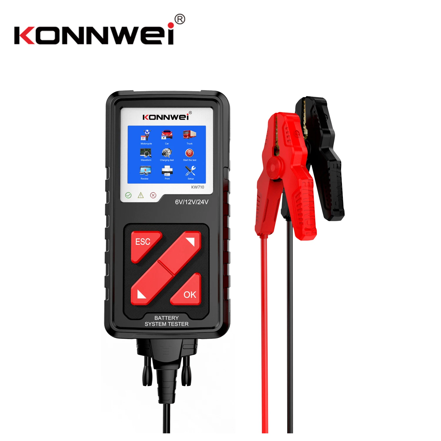 Konnwei Kw710 12v 24v Car Battery Tester Automotive 1002000 Cca Power