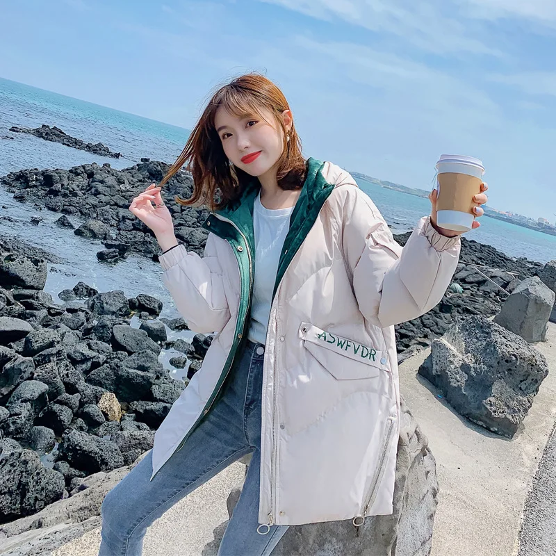 

Winter short coat women 2018 new red Joker lazy wind embroidery coat women long cotton cotton-padded jacket