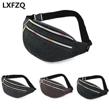 

LXFZQ Chest Bags Women Waist Bag New Brand Fashion Sequin Fanny Pack Casual Ladies Waist Pack Phone Purse Money Belt