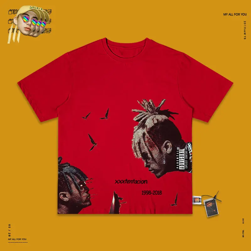 red Ins Studio Xxxtentacion юбилейный Фонд футболка с короткими рукавами очень фея западный стиль настоящая одежда - Цвет: red