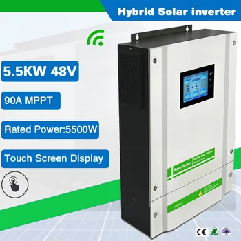 Billige 5500W 220/230VAC AUF & OFF Gird Reinen Sinus Solar Inverter Mit 90A 48VDC MPPT Ladegerät ControllerParallel Funktion Wi-Fi