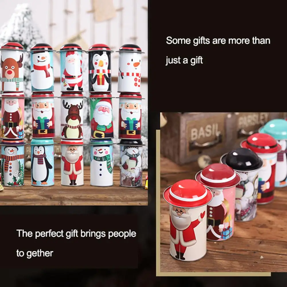 1Pc Random Style Christmas Candy Empty Gift Box Storage Box Can Case Organizer Tins Jar Santa Snowman Decor Xmas Gift