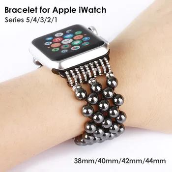 

Women Girls Elastic Band for Apple iWatch 38mm 40mm 42mm 44mm Series 5 4 3 2 1 Beaded Stretch Agate Bracelet Watch Wrist Strap