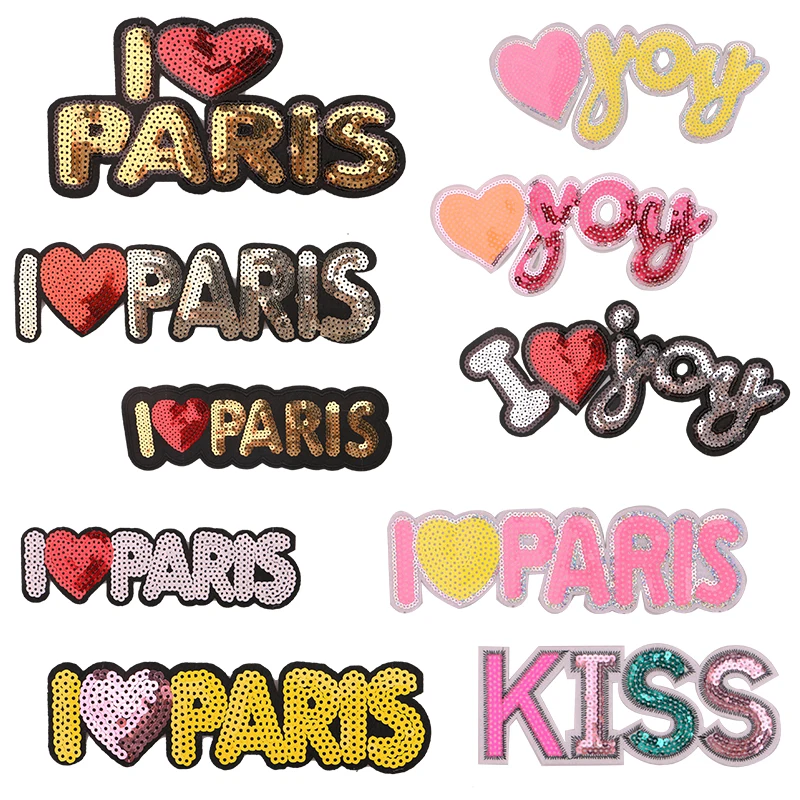 1 шт. с надписью I Love Paris значок вышитые приклеивающиеся утюгом нашивки для одежды