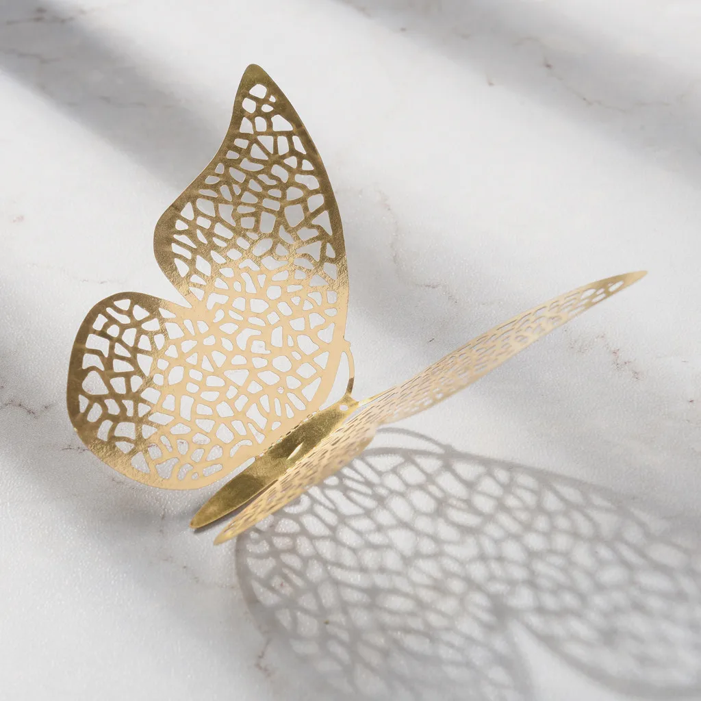 12 шт 3D полые наклейки на стену бабочка на холодильник для украшения дома вечерние украшения домашний декор